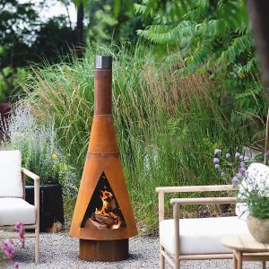 Dakota Fields Ajrie 125 H x 44 W Steel Wood Burning Outdoor Chiminea with Lid orange 125.0 H x 44.0 W x 44.0 D cm
