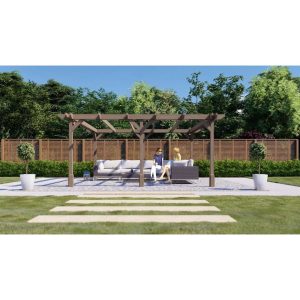 Dakota Fields Baukea Solid Wood Pergola brown 270.0 H x 720.0 W x 480.0 D cm