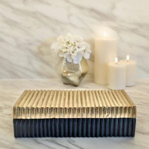 Dumond Large Gold & Black Solid Metal Box