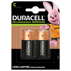 Duracell Rechargeable C HR14 3000mAh Rechargeable Batteries 2 Pack
