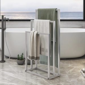 Ebern Designs Lativia Free Standing Towel Stand gray 86.0 H x 45.0 W x 22.0 D cm