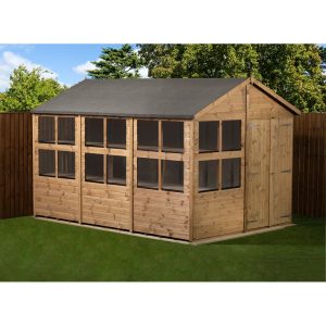 Empire Sheds Ltd 8 ft. W x 12 ft. D Solid wood Tongue & Groove Apex Garden Shed brown 218.0 H x 254.0 W x 360.0 D cm