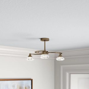 Etta Avenue Rivale 3 -Light 46cm Semi Flush Mount yellow 22.5 H x 46.0 W x 46.0 D cm
