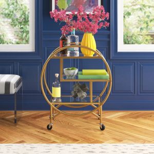 Etta Avenue Zayn Serving Cart yellow 78.0 H x 66.0 W x 38.0 D cm