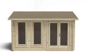 Forest Garden 13x10G Forest Chiltern Log Cabin 34mm Logs - Single Glazed Felt Shingle Roof WITH Protective Underlay - Home Delivery Only