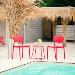 George Oliver Garden chair set of four, white, kitchen chairs, plastic, stacking chairs, balcony chair, outdoor chair red 80.5 H x 41.0 W x 51.0 D cm