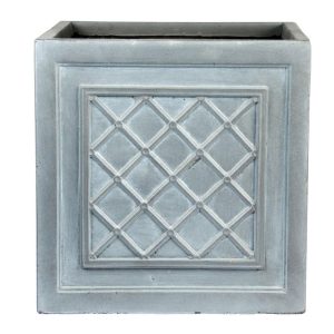 HORTICO Leaden Grey Lattice Square Planter, Frostproof Outdoor Plant Pot, Vintage Style Flower Box, Square Garden Planter with Drainage Holes gray 30.0 H x 30.0 W x 30.0 D cm
