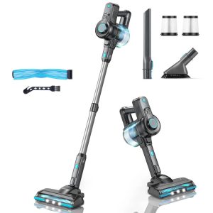 Hacbop Retro Cordless Vacuum Cleaner, 6-In-1 Self-Standing Stick Vacuum Cleaner, Powerful Cordless Vacuum With LED Light gray 44.0 H x 33.0 W x 18.8 D cm