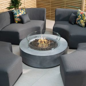 Harbour Lifestyle Ember Round Firepit Coffee Table in Stone Grey