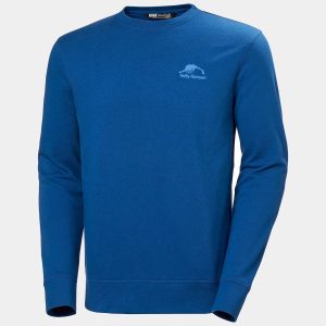 Helly Hansen Men's Nord Graphic Crew Sweatshirt Blue S - Deep Fjord Blue - Male
