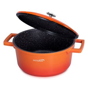 INTIGNIS 4.6L l Non-Stick Aluminium Round Casserole Dish orange 11.5 H x 24.0 W cm