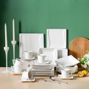 Ivy Bronx Aayesha Porcelain 60 Piece Dinnerware Set, Service For 12 white