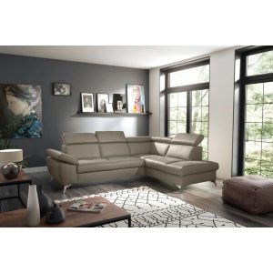 Ivy Bronx Niagara Leather Sleeper Corner Sofa with Ottoman brown 95.0 H x 254.0 W x 196.0 D cm