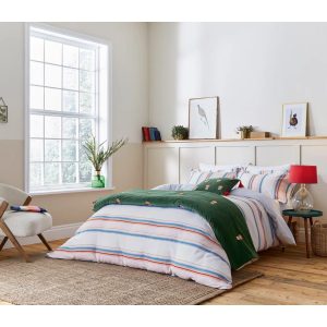 JOULES Golden Hour Stripe White Duvet Cover Set Single - 1 Standard Pillowcase