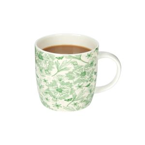 KitchenCraft Botanical Bone China Mugs green 12