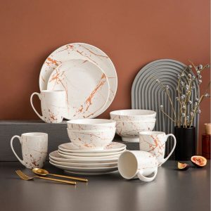 LOVECASA Sweet Series 16 Piece Dinnerware Set, Service for 4 white