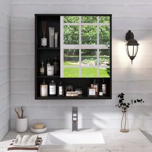 Latitude Run Aleira Wall Bathroom Cabinet black 61.3 H x 55.5 W x 16.0 D cm