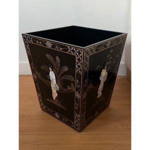 Latitude Vive Aromola Hand Painted 15 Litre Waste Bin with Mother Of Pearl brown 35.0 H x 30.0 W x 30.0 D cm