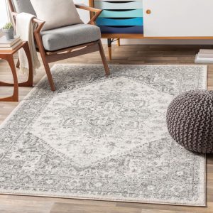 Blue Elephant Benoit Charcoal/Light Beige Rug white 160.0 W x 0.5 D cm