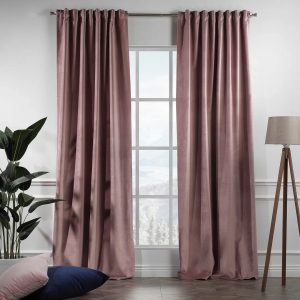 Lilijan Home & Curtain Extra Long & Extra Wide Matte Velvet Curtain Panel Baby Pink 140cm Width x 145cm Drop