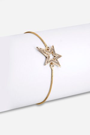 Lilly and Hope Adjustable Star Friendship Bracelet in Gold ONE female
