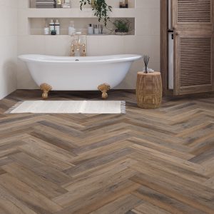 Luxury Flooring Herringbone Medium Deluxe Golden Click LVT Vinyl Flooring - 6.5mm Thick