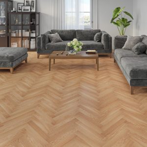 Luxury Flooring Herringbone Natural Engineered Oak Brushed & Oiled Flooring - 11mm x 440mm x 70mm