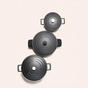 MasterClass 3pc Black Cast Aluminium Casserole Dish Set, 5L Dish, 2.5L Dish, 4L Shallow Dish & Handle Covers gray