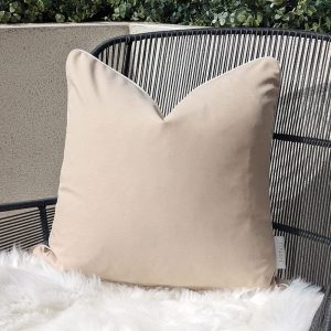 Mink Outdoor Cushion with Cream Piping - 43 x 43cm, Cover & Feather Fill