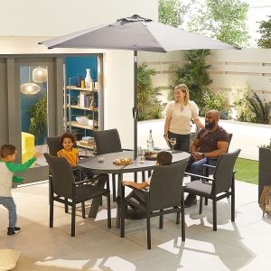 Nova - Hugo 6 Seat Oval Dining Set - Dark Grey