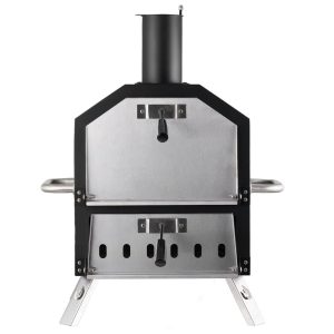 PIZZELLO Paesyn Steel Wood Burning Outdoor Pizza Oven with 2-layer in Black brown 21.26 H x 17.32 W x 25.98 D cm