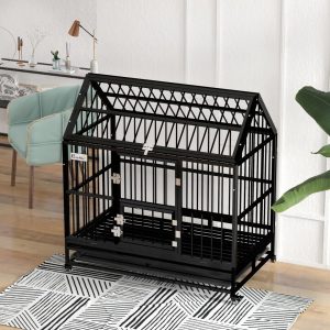 PawHut Dog Cage black 130.0 H x 124.0 W x 74.0 D cm