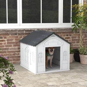 PawHut Dog Kennel House blue 82.0 H x 98.2 W x 98.2 D cm