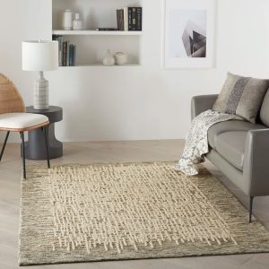 Rio Almine Hand Loomed Wool Beige Rug white 221.0 H x 160.0 W x 1.2 D cm