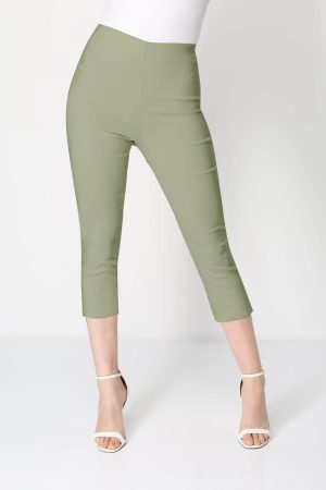 Roman Cropped Stretch Trouser in Khaki 12 female