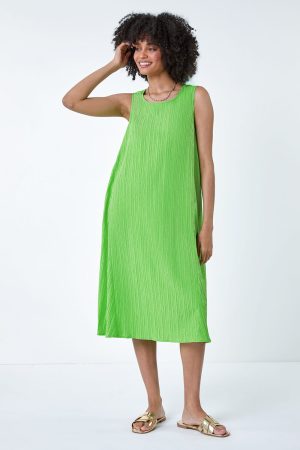 Roman Textured Sleeveless Midi Dress in Green - Size 14 14 female
