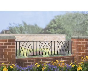 Rosalind Wheeler Guero Modern Metal Railing Panel 183cm GAP x 39cm H black 39.0 H x 181.0 W x 1.0 D cm