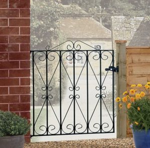 Rosalind Wheeler Uriegas Scroll Single Metal Garden Gates High black 91.0 H x 77.0 W x 1.0 D cm
