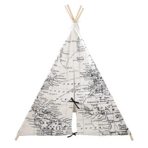 Sunny World Map Pop-Up Play Tent gray 160.0 H x 120.0 W x 120.0 D cm