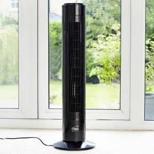 Symple Stuff Arooj 73 cm Oscillating Tower Fan black 73.0 H x 22.0 W x 22.0 D cm