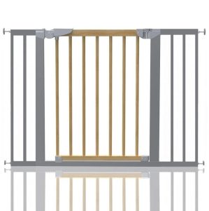 Symple Stuff Beechwood and Metal Safety Baby Gate brown 72.0 H x 110.6 W x 3.0 D cm