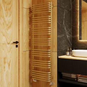 Terma Alex Brass Heated Towel Rail yellow 158.0 H x 50.0 W x 12.0 D cm