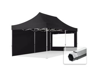 Toolport 3x6m PES 800 Pop Up Gazebo PROFESSIONAL Aluminium 40 mm, incl. Sidewalls with Panorama Windows, black - (600236)