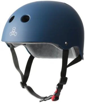 Triple Eight Certified Sweatsaver Skate Helmet (Navy Rubber) - Blue - Size: Large
