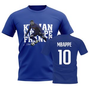 UKSoccershop Kylian Mbappe France Player Tee (Blue) - Blue - male - Size: SB (5-6 Years)