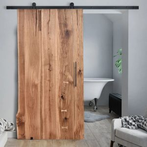 Union Rustic Yayla Solid Oak Barn Door brown 210.0 H x 120.0 W cm