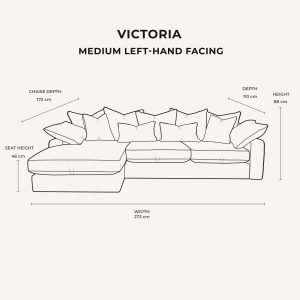 Victoria Silver Pillow Back Sofa Range, Medium Left Hand Facing
