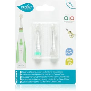 Nuvita Sonic Clean&Care Replacement Brush Heads battery-operated sonic toothbrush replacement heads for babies Sonic Clean&Care Small Green/White 3 m+ 2 pc