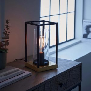 Borough Wharf Ruediger 29cm Table Lamp Base pink/gray/yellow/black 29.0 H x 15.0 W x 15.0 D cm