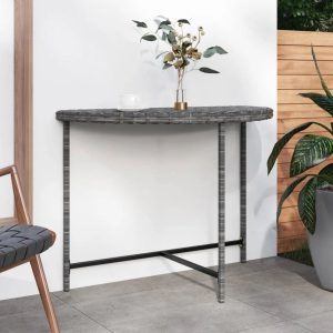 17 Stories Guiles Rattan Balcony Table gray/black 29.53 H x 31.5 W x 50.0 D cm